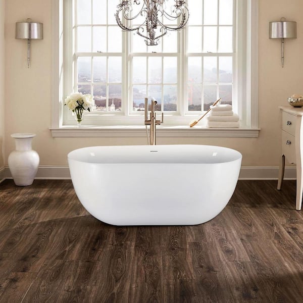 67 in. x 31 in. Acrylic Freestanding Soaking Bathtub with Center Drain in White