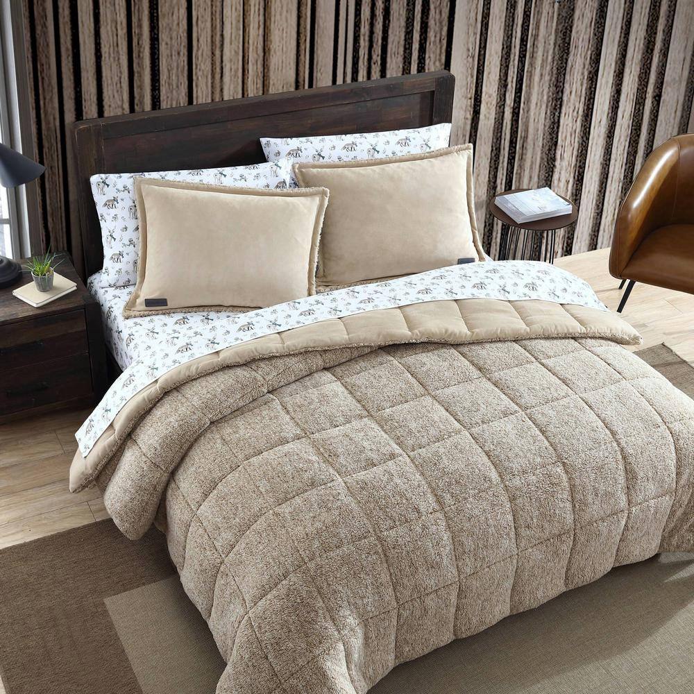 Twin Brown Reversible Microfiber Comforter and Sham Set