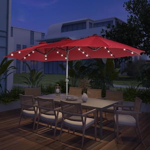 15 ft. Steel Patio Double-Side Market Umbrella with Base and 15 ft. Steel Patio Double-Side Market Umbrella with Base and
