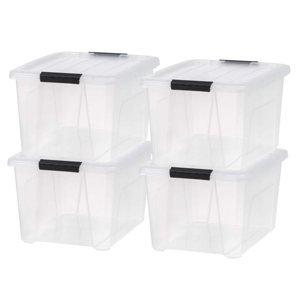 IRIS 32 qt. Buckled Clear Box, Clear, 4-Pack