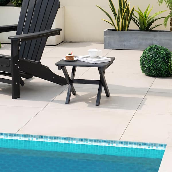 Costway Black Outdoor Folding Side Table Weather-Resistant