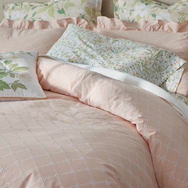 The Company Store Company Cotton Eyelet Ruffle Yarn-Dyed Peach 21