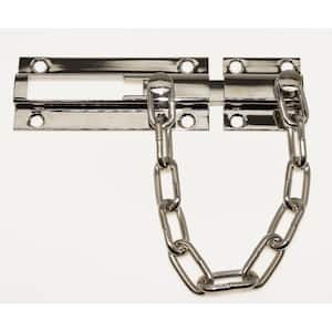 Solid Brass Chain Bolt Guard in Bright Nickel