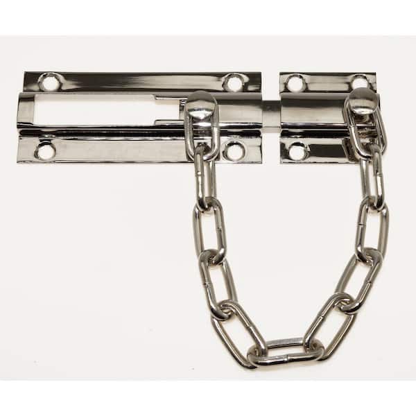 idh by St. Simons Solid Brass Chain Bolt Guard in Bright Nickel
