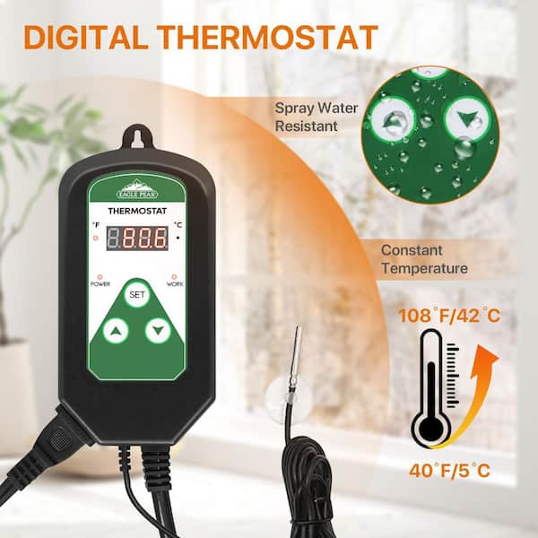 Electronic Greenhouse Heater with Digital Thermostatic Control, Portable Heating Fan for Green Houses, Planting Tent, Flower House, Overheating