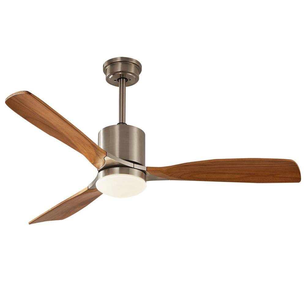 YOUKAIN 52 in. Integrated LED Light Indoor Brushed Nickel Smart Solid