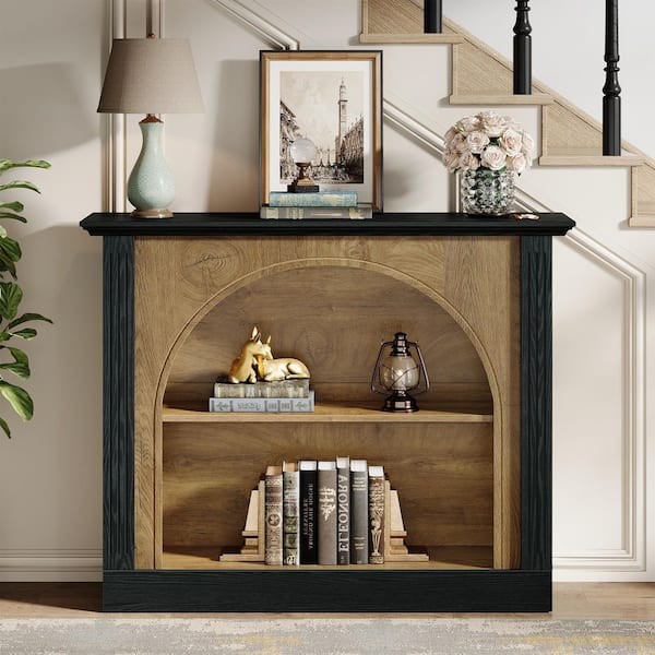 Benjamin 43.3-Inch Rustic Brown Rectangle Wood Behind Sofa Hallway Storage Console Table Home Entrance Foyer Modern