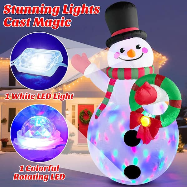 8 ft. Inflatable Snowman Decor with Rotating LED Lights and Outdoor Design for Yard Lawn Holiday Decorations (1-Pack)