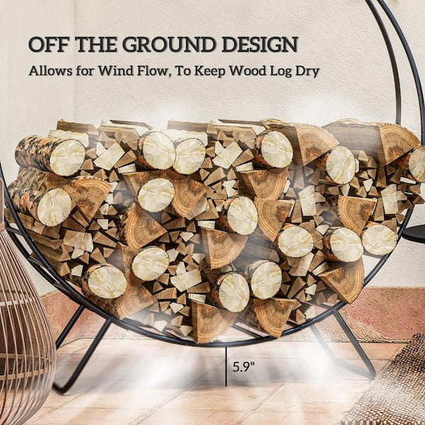 Outsunny 48 in. Outdoor Metal Firewood Rack with Zipper Cover, Waterproof Firewood Log Rack, Heavy Duty Wood Storage Hoop 842-360V01BK Outsunny 48 in. Outdoor Metal Firewood Rack with Zipper Cover, Waterproof Firewood Log Rack, Heavy Duty Wood Storage Hoop 842-360V01BK