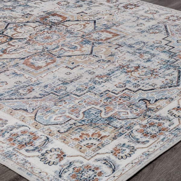 2 ft. x 3 ft. Vintage Blues/Rust Area Rug