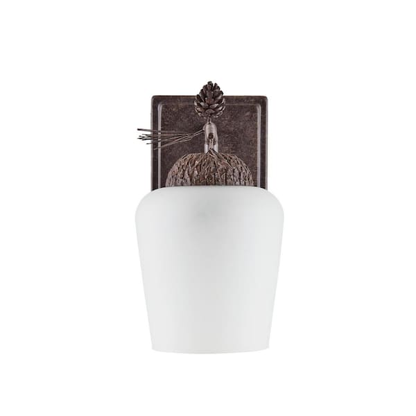 Hampton Bay Spruce Lodge 1 Light Handmade Pinecone Wall Sconce