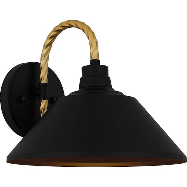 Longshore 9.5 in. Matte Black Outdoor Hardwired Wall Lantern Sconce
