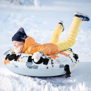 52 in. Inflatable Snow Tube Heavy-Duty Inflator with Premium Polyester Oxford Cover