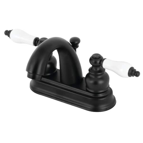Kingston Brass Restoration 4 in. Centerset 2-Handle Bathroom Faucet in Matte Black