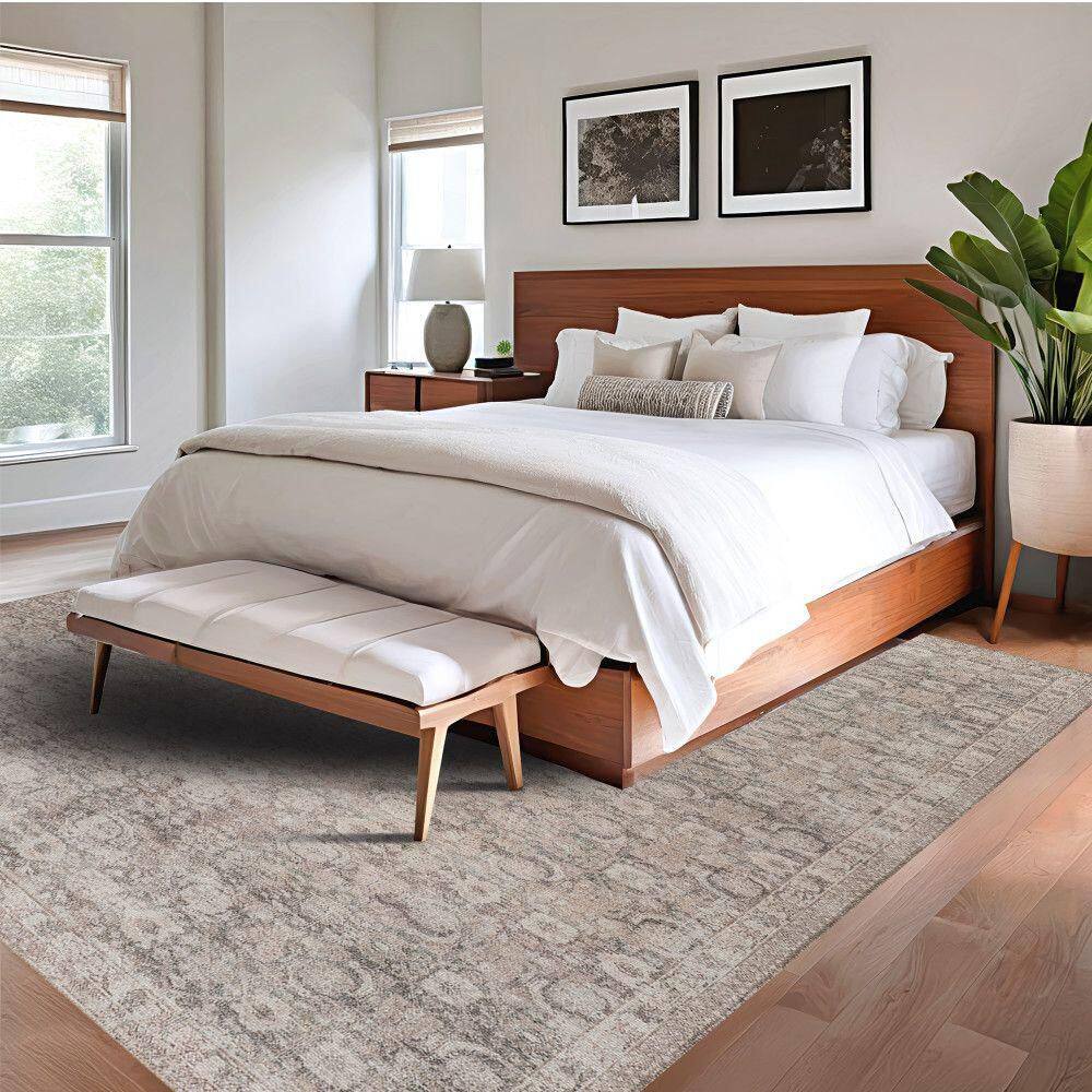 Delphi Dark Beige Rectangular Synthetic Area Rug, 6' 7" x 9'