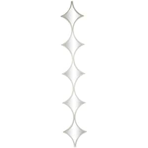 59 in. x 8 in. Slim Stacked Chain 5 Layer Geometric Framed Silver Wall Mirror with Diamond Pattern