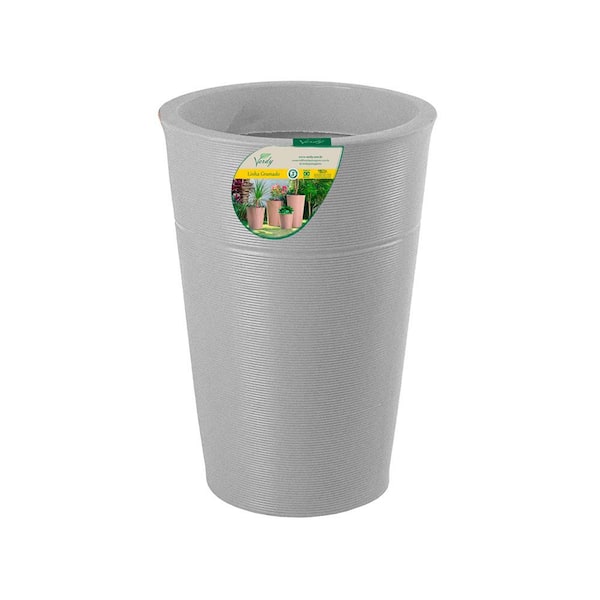 FLORIDIS 17 in. W x 25.5 in. H Gramado Gray Round Plastic Planter for Indoor & Outdoor