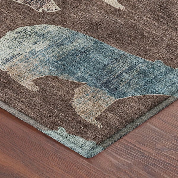 Mayfield Premium Machine Washable Abstract AMF2338 Chocolate 3 ft. x 5 ft. Area Rug