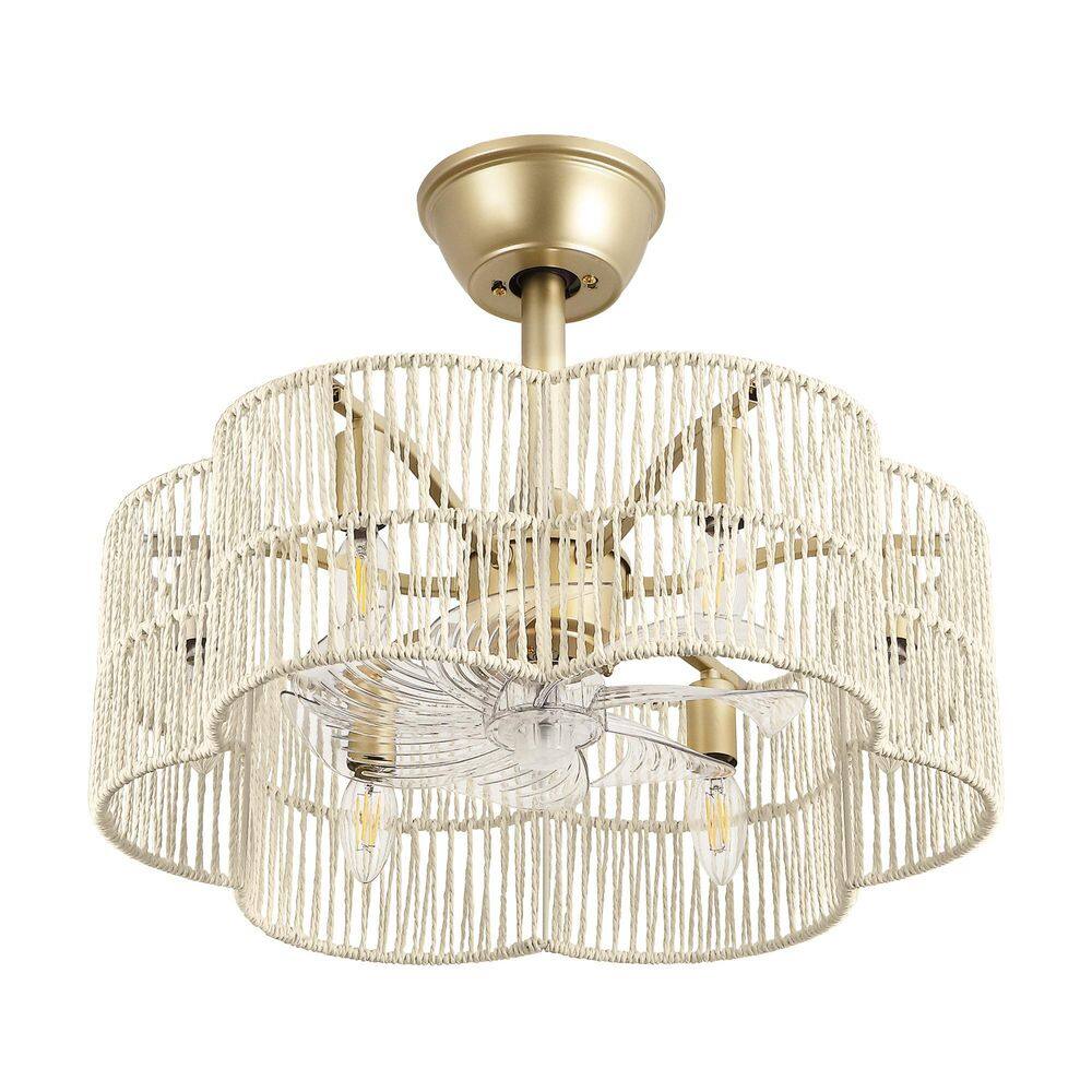19.7 in. Indoor White Woven Scalloped Rope Ceiling Fan with Light kit and Remote Control price history on PriceWatchPro
