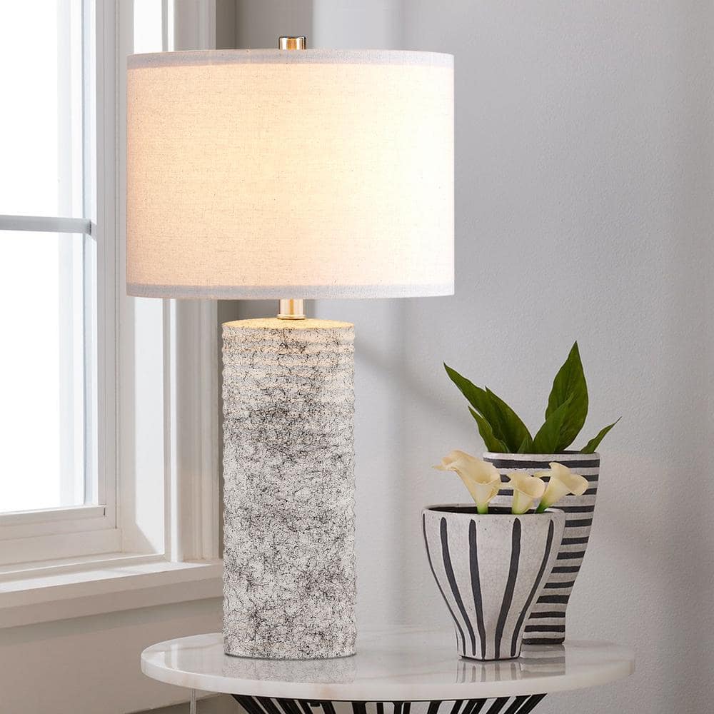23.75" Silver Glazed Ceramic Table Lamp Set with Linen Shade