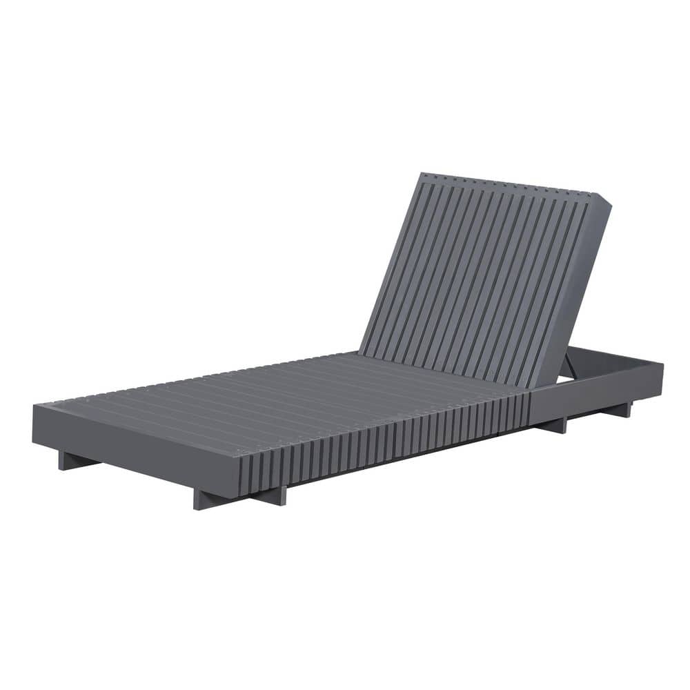 Dark Gray Solid Wood Outdoor Adjustable Chaise Lounge for Patio Poolside Garden durable construction price history on PriceWatchPro