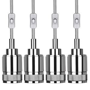 60-Watt 1-Light Socket Chrome Industrial Pendant Light Plug In & Hardwire Fixture (no bulb or shade included) 4 Pack