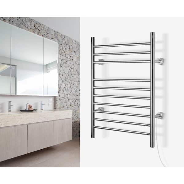 WarmlyYours Riviera 32 in. 9-Bars 120-Volt Plug-In and Hardwired Towel  Warmer in Polished Stainless Steel TW-R09PS-HP - The Home Depot