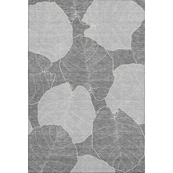 Mayfield Premium Machine Washable Abstract AMF2506 Gray 10 ft. x 14 ft. Area Rug