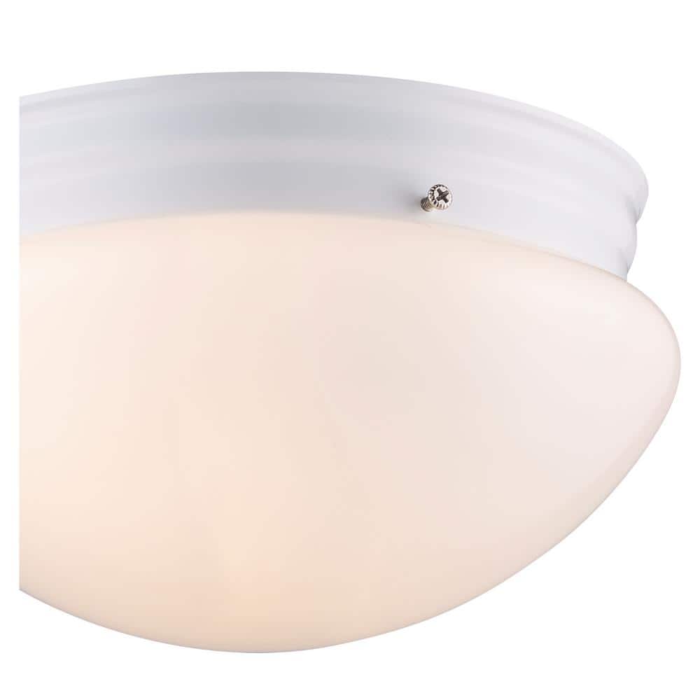 Modern 10" White Glass Drum Flush Mount Ceiling Light