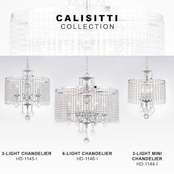 Home Decorators Collection Calisitti 3 Light Polished Chrome Chandelier With K9 Crystal Dangles Hd 1145 I 3 Light Polished Chrome Chandelier, Vanessa 3 Light Chrome Chandelier With K9 Crystal Dangles
