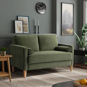 Lillith 51.6 in. Olive Green Tufted Polyester 2-Seater Loveseat with Square Arms