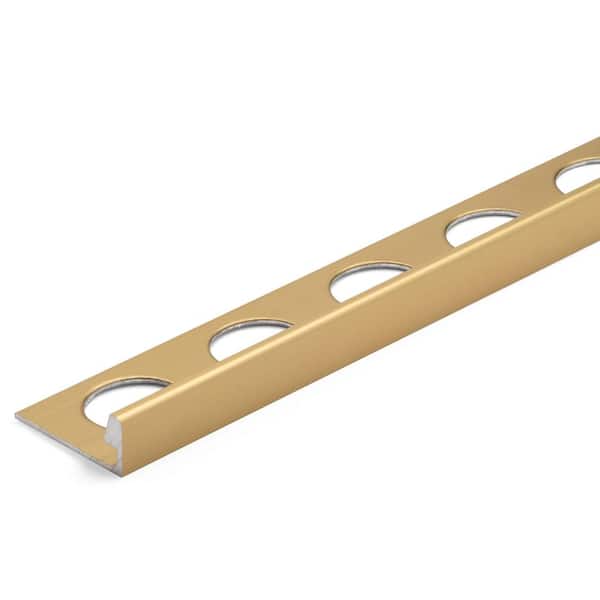 Bright Brushed Gold 3/8 in. x 98.5 in. Aluminum L-Shaped Tile Edging Trim