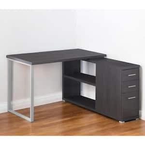 47.25 in. L-Shaped Gray Metal 3-Drawer Computer Desks