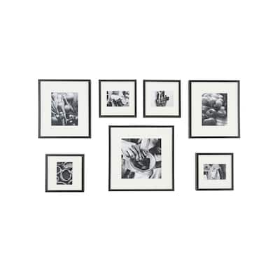 Black Frame with White Matte Gallery Wall Picture Frames (Set of 7)