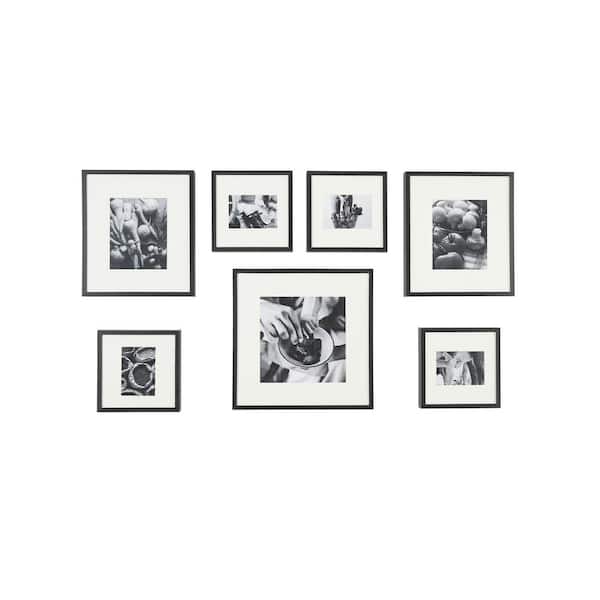 StyleWell Black Frame with White Matte Gallery Wall Picture Frames (Set of 7)