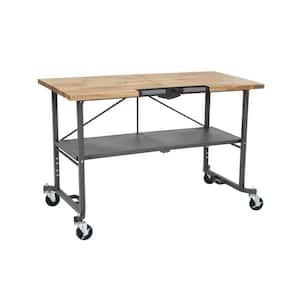 Smartfold 2.9 ft. Butcher Block Top with Locking Casters Portable Workbench/Folding Utility Table