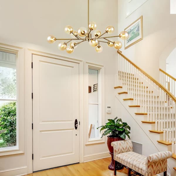 RRTYO Higginsville 15-Light Farmhouse Brass Sputnik Sphere Linear