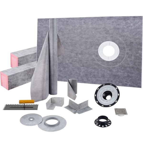 60 in. L x 38 in. W x 6 in. H ‎Rectangular Shower Curb Kit in Gray, Watertight Shower Curb Overlay Fit for Bathroom