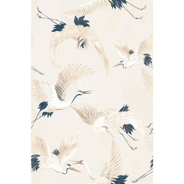 Walls Republic Light Grey Cranes in Flight Print Non Woven Non-Pasted Textured Wallpaper 57 sq. ft.