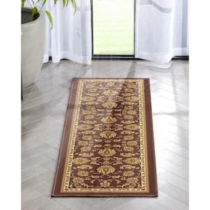 Black Brown 20 in. x 5 ft. Kings Court Tabriz Floral Traditional Oriental Runner Area Rug