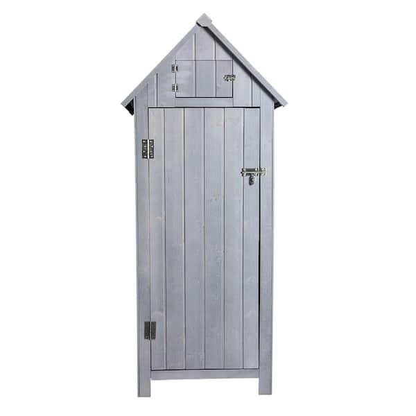 Patio Post Installation Required 2.5 ft. W x 1.7 ft. D Grey Wooden Storage Shed with Pitched Roof for Gardening Tools (24.6 sq.ft.)