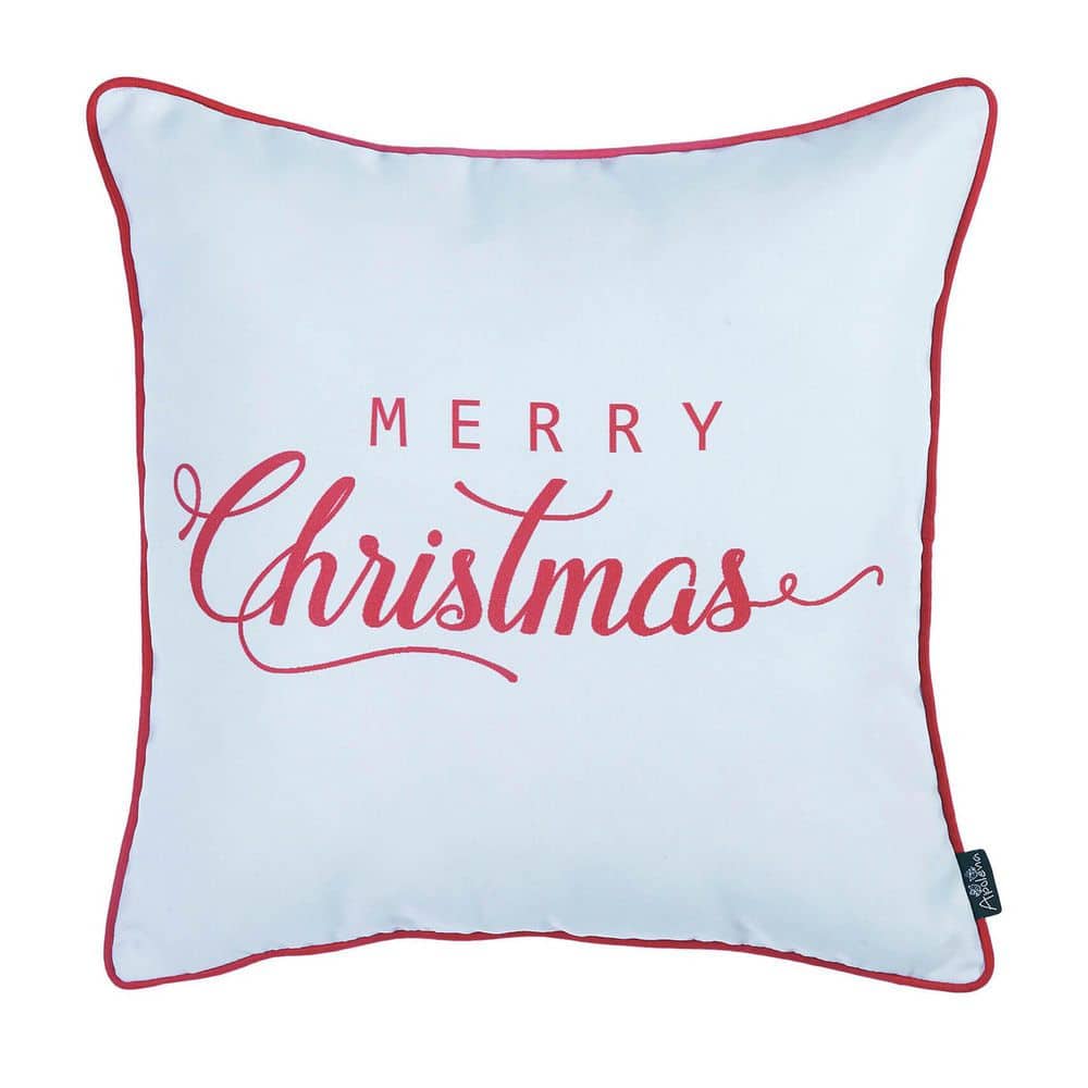 Festive Red and White Merry Christmas Polyester Throw Pillow Set