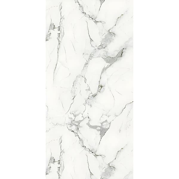 Falkirk Irvine II, 1/8 in. x 2 ft. x 4 ft. White Glossy PVC Decorative Wall Paneling, Faux Marble, 4-Pack