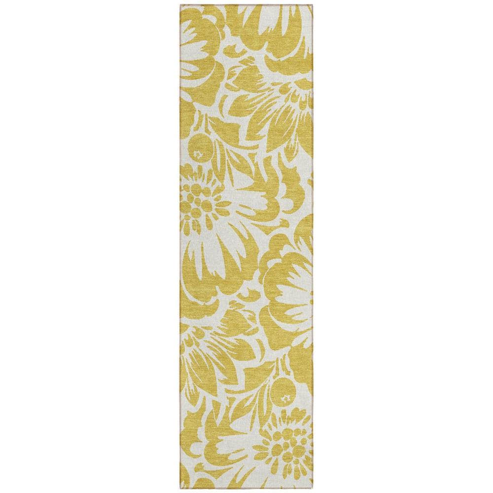 Gold and White 2 ft. x 8 ft. Woven Floral Runner Indoor/Outdoor Area Rug price history on PriceWatchPro