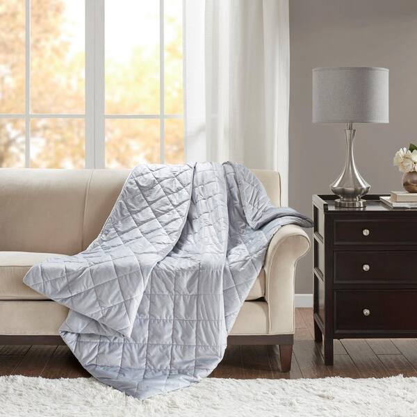 Beautyrest Luxury Grey Quilted Mink 60 in. x 70 in. 12 lbs. Weighted Blanket