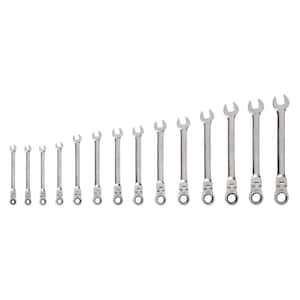 14-Piece (6-19 mm) Flex Head 12-Point Ratcheting Combination Wrench Set