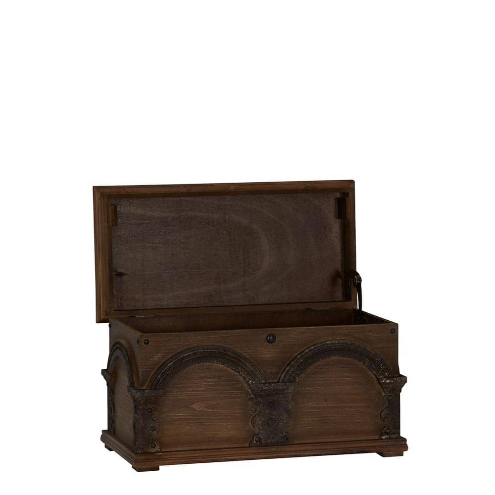 Antique Arch Brown Solid Wood Storage Trunk 20"