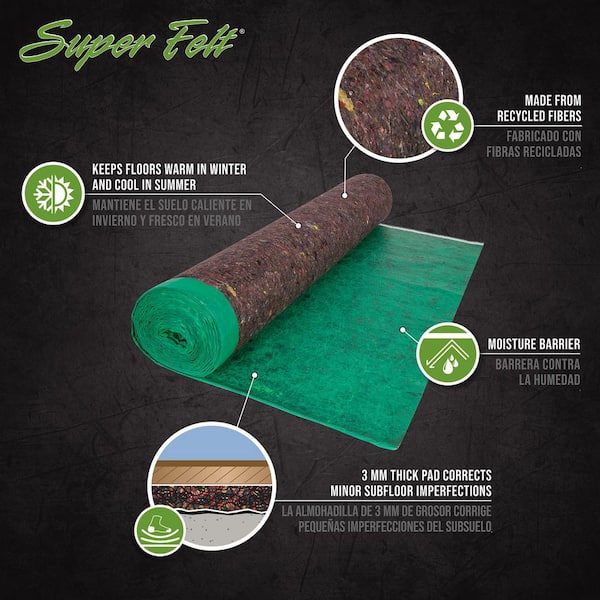 100 sq. ft. 3.67 ft. x 27.3 ft. Premium Felt Cushion Underlayment Roll