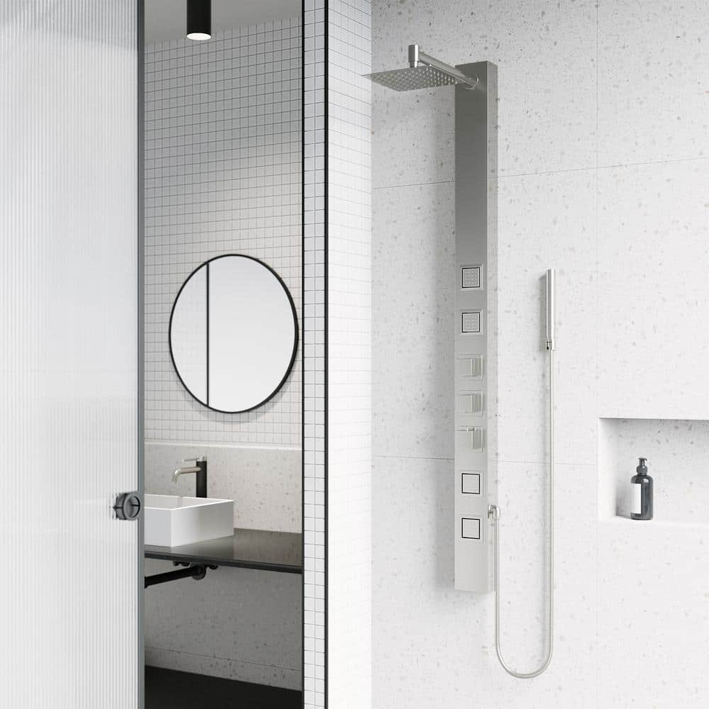 Sutton 58" Stainless Steel 4-Jet Shower Panel with Handheld Showerhead