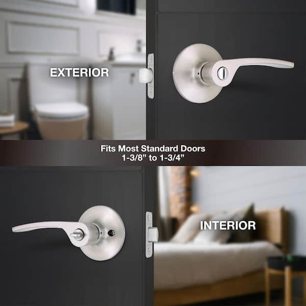 Defiant Kensington Satin Nickel Bed/Bath Door Handle LB4X201B